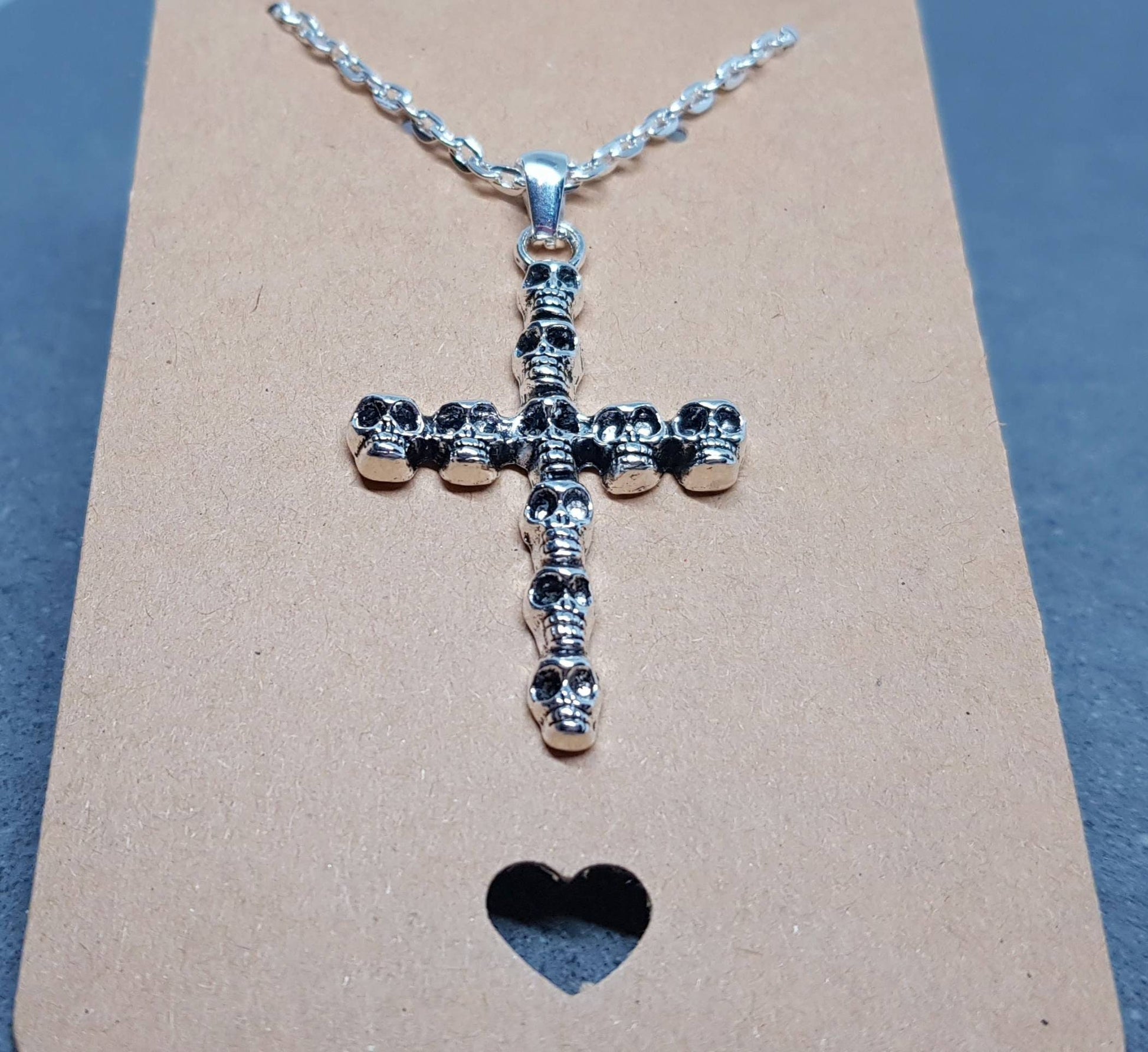 Skull Cross Choker, Gothic Choker, Silver Cross Choker, Cross Necklace, Sterling Silver, Silver Plated