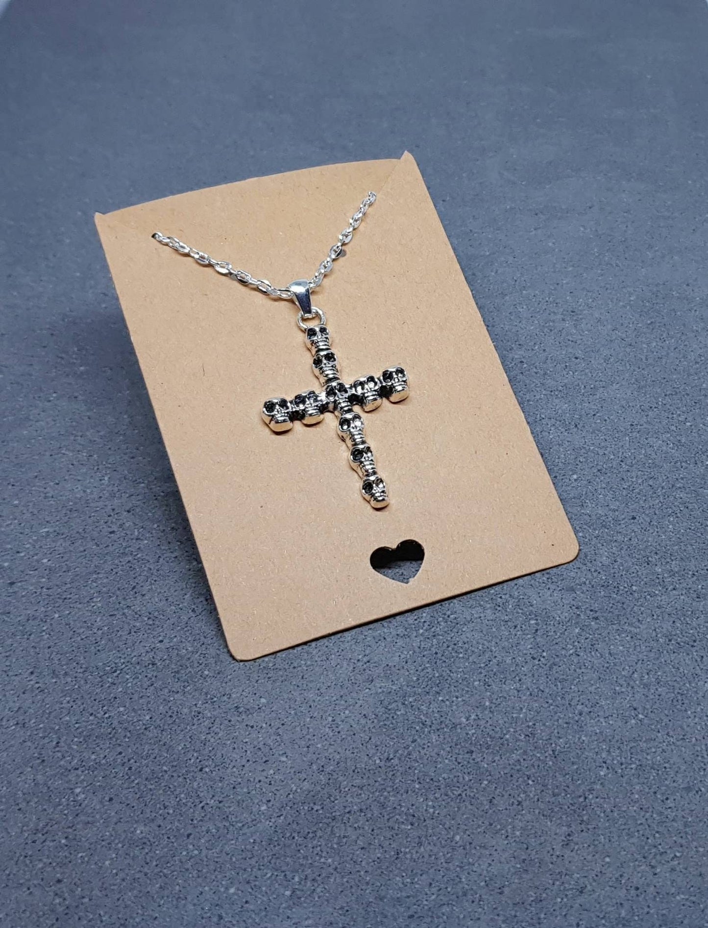 Skull Cross Choker, Gothic Choker, Silver Cross Choker, Cross Necklace, Sterling Silver, Silver Plated