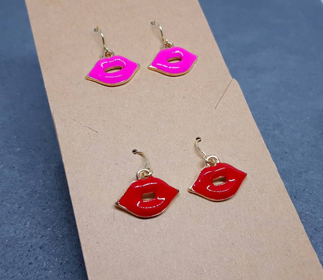 Red Lips Earrings, Pink Lips, Hypoallergenic Earrings, Sexy Lips Earrings, Kitsch Gifts