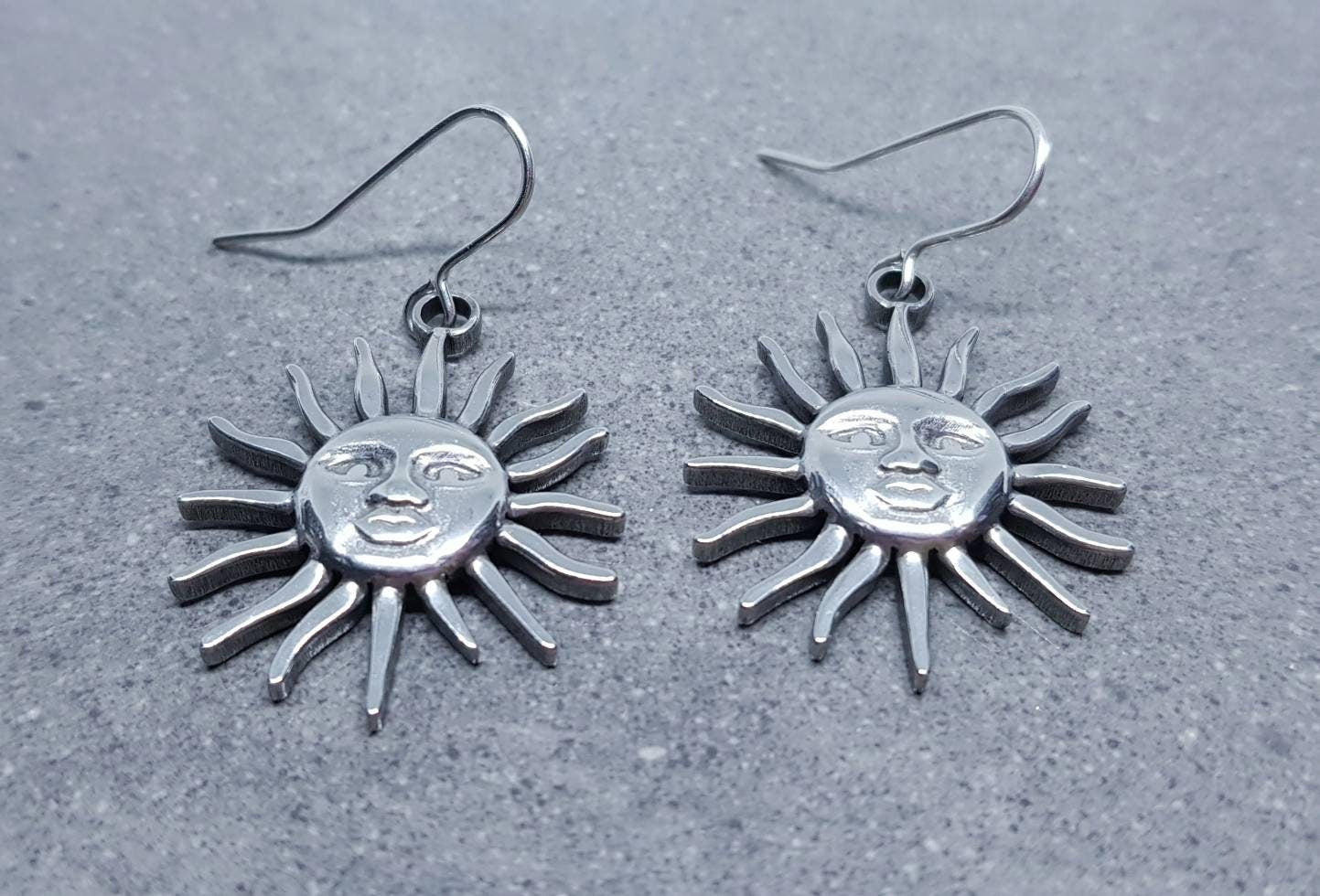 Sun Earrings, Hypoallergenic Ear Wires, Sterling Silver Ear Wires, Celestial Earrings, Stainless Steel