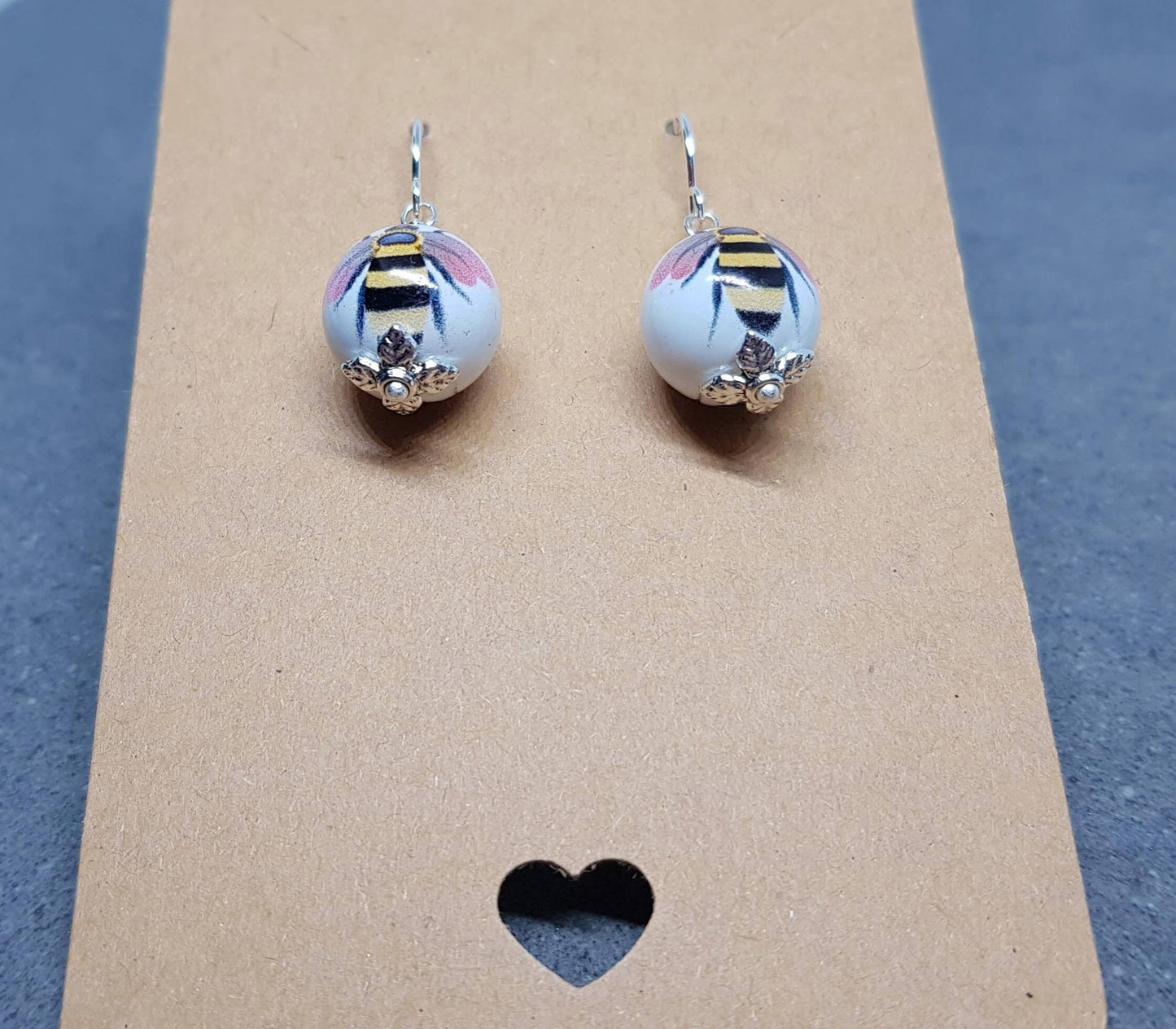 Ceramic Bead Bee Earrings, Hypoallergenic Ear Wires, Bumble Bee Jewellery, Bee Lovers Earrings, Insect Earrings