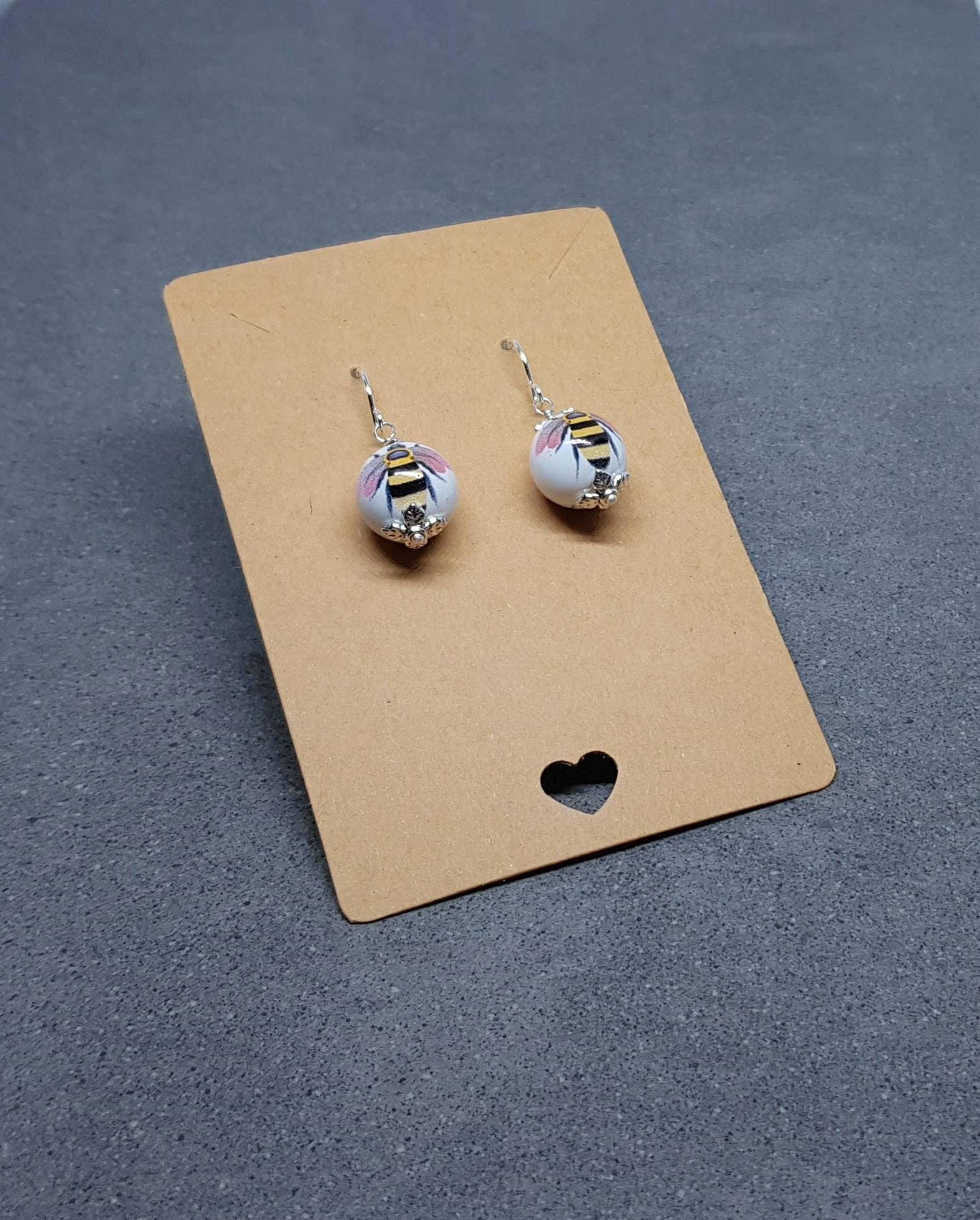 Ceramic Bead Bee Earrings, Hypoallergenic Ear Wires, Bumble Bee Jewellery, Bee Lovers Earrings, Insect Earrings