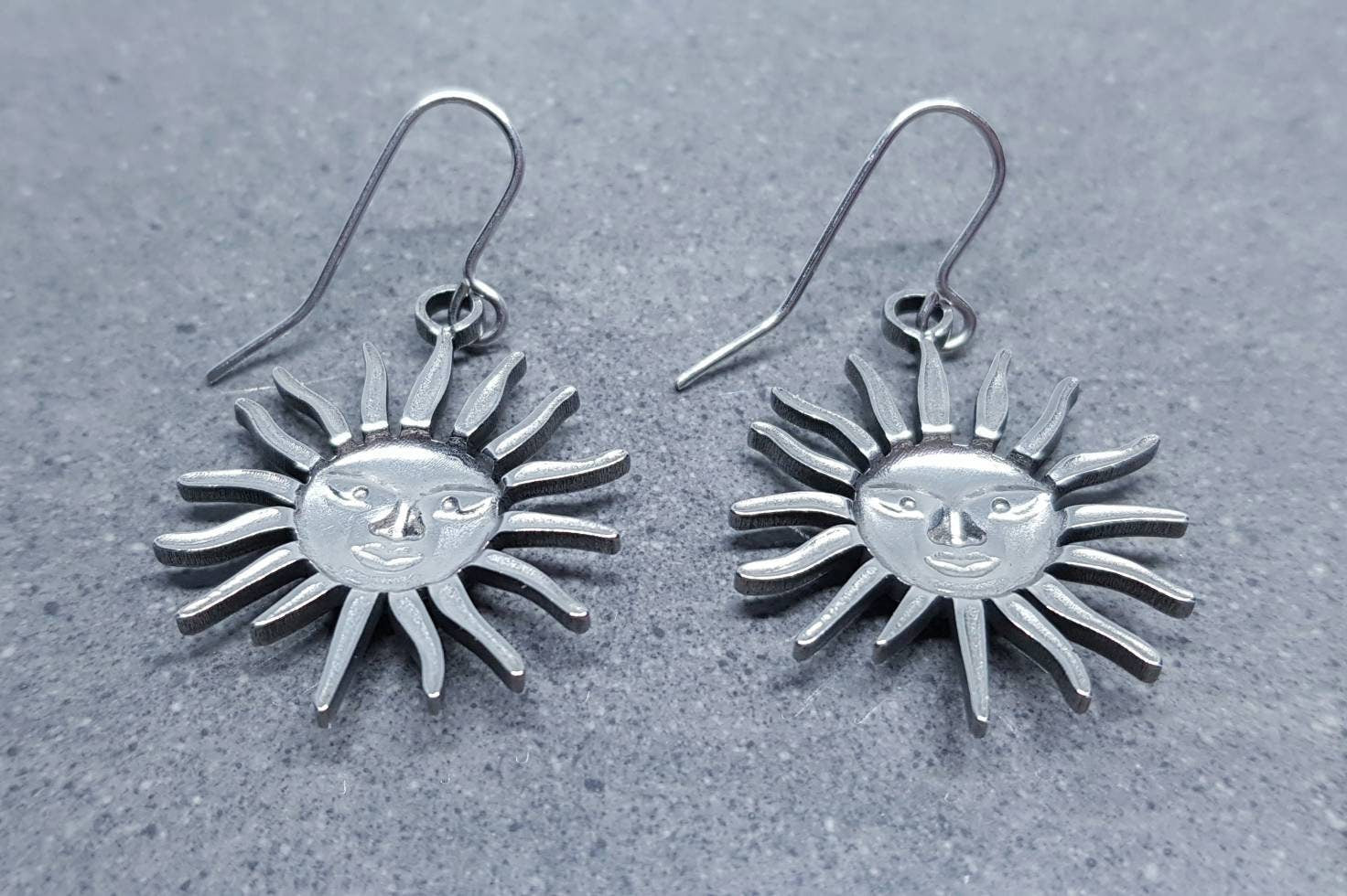 Sun Earrings, Hypoallergenic Ear Wires, Sterling Silver Ear Wires, Celestial Earrings, Stainless Steel