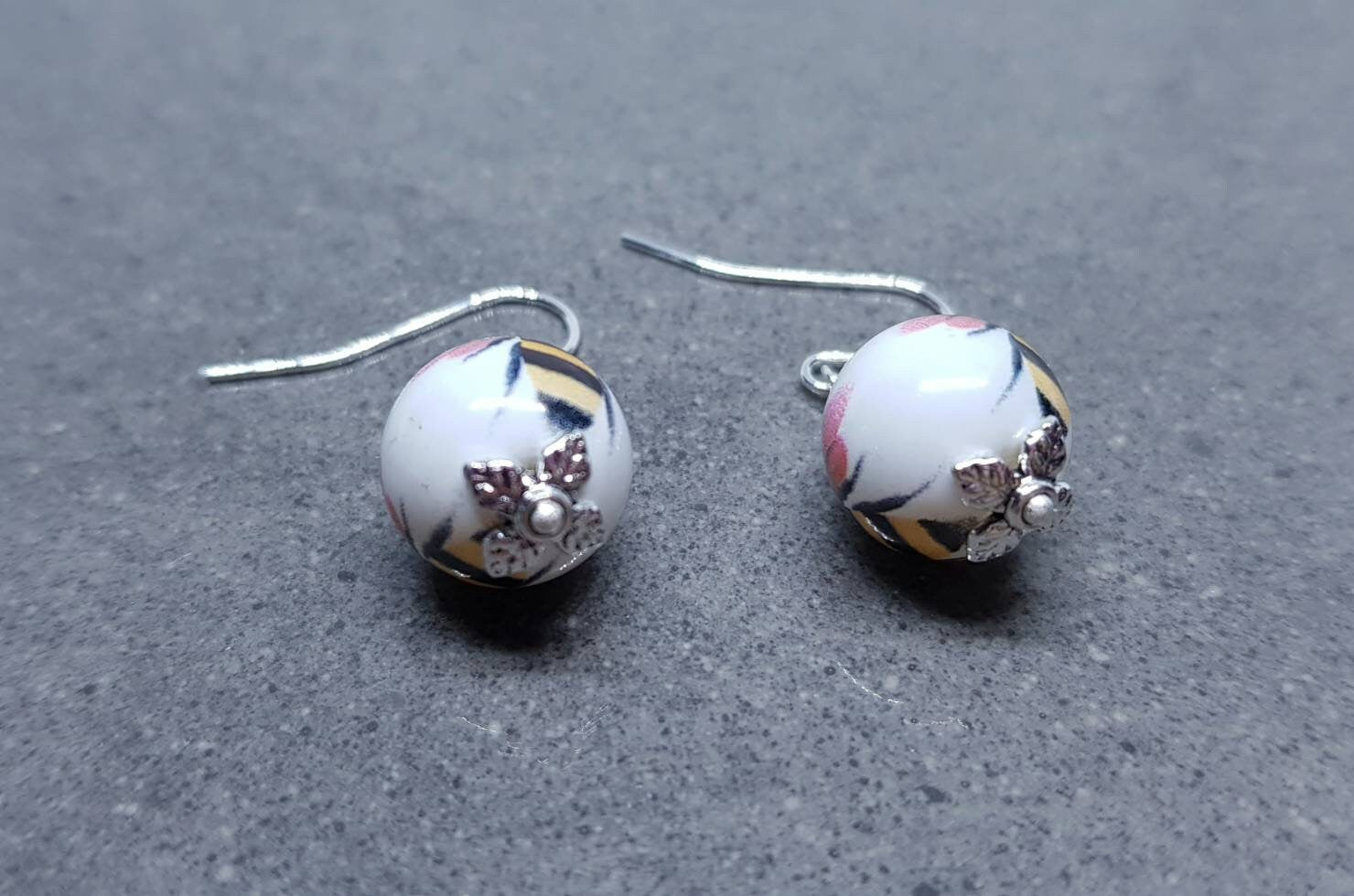 Ceramic Bead Bee Earrings, Hypoallergenic Ear Wires, Bumble Bee Jewellery, Bee Lovers Earrings, Insect Earrings