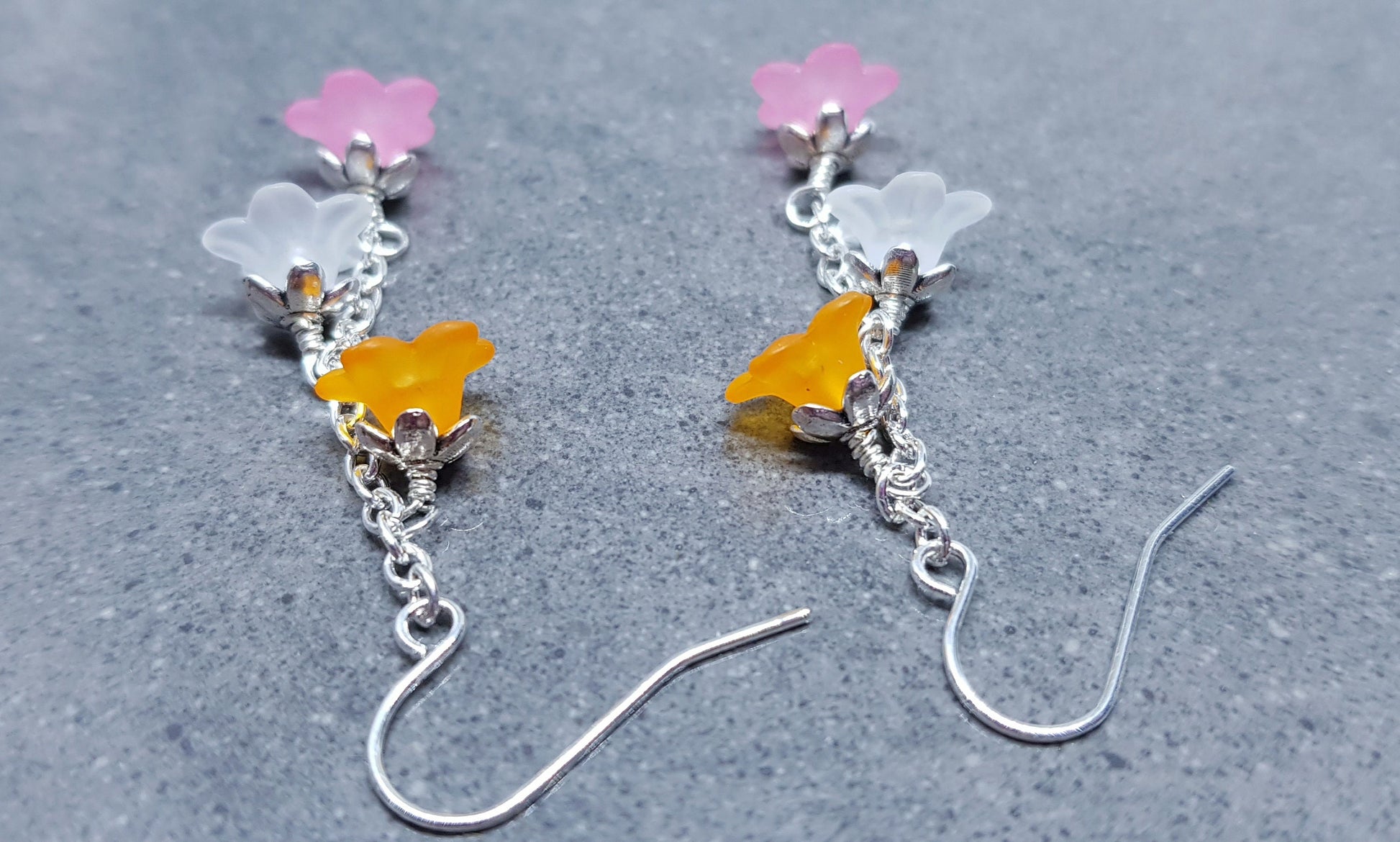 Rainbow Flower Earrings, Hypoallergenic Ear Wires, Rainbow Jewelry, Boho Vintage Style, Flower Earrings