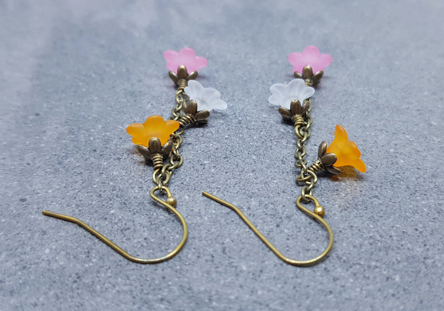 Rainbow Flower Earrings, Hypoallergenic Ear Wires, Rainbow Jewelry, Boho Vintage Style, Flower Earrings