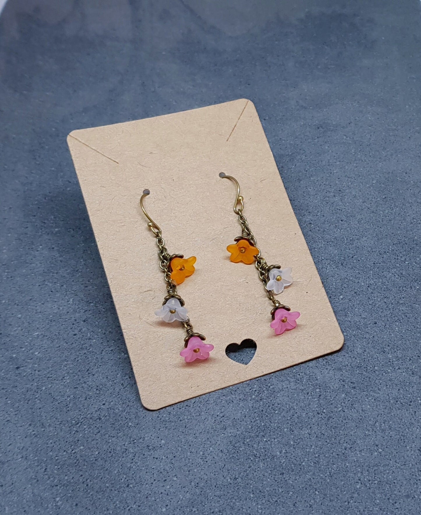 Rainbow Flower Earrings, Hypoallergenic Ear Wires, Rainbow Jewelry, Boho Vintage Style, Flower Earrings