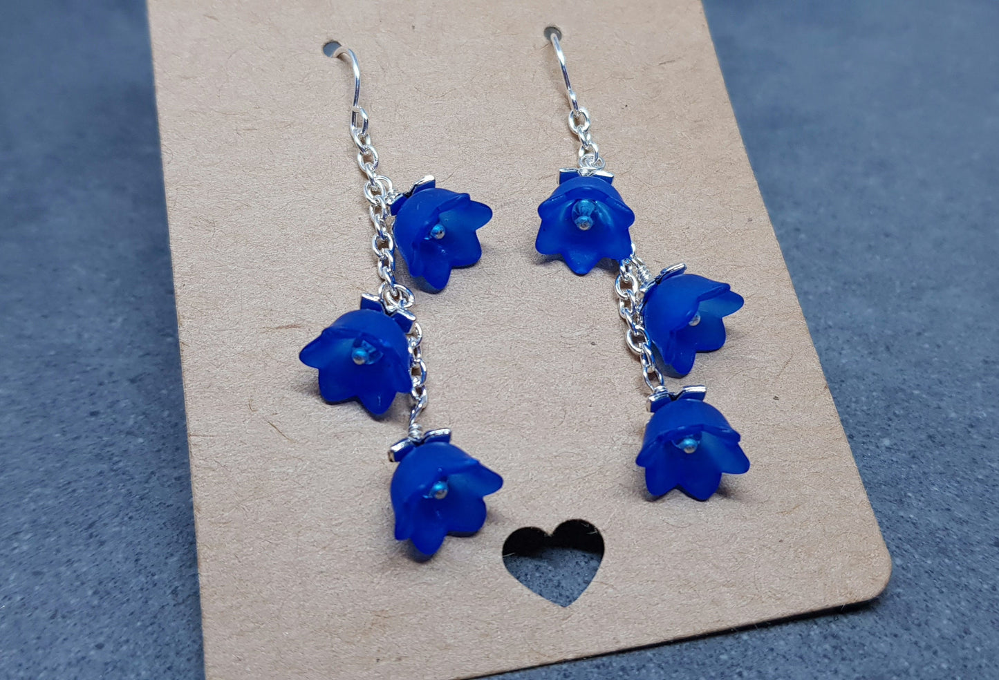 Flower Earrings, Hypoallergenic Ear Wires, Royal Blue Earrings, Boho Jewelry, Simple Vintage Earrings