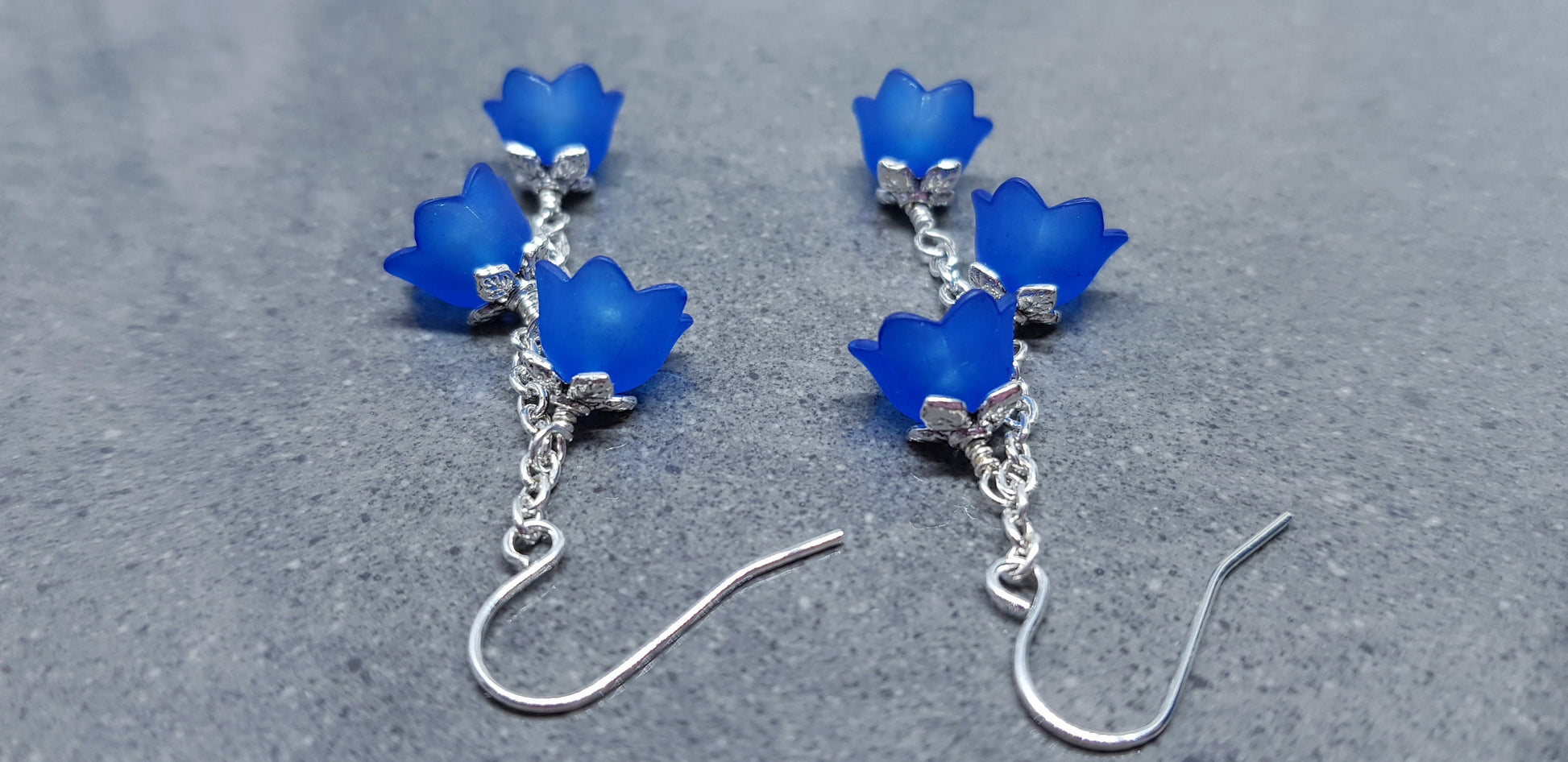 Flower Earrings, Hypoallergenic Ear Wires, Royal Blue Earrings, Boho Jewelry, Simple Vintage Earrings