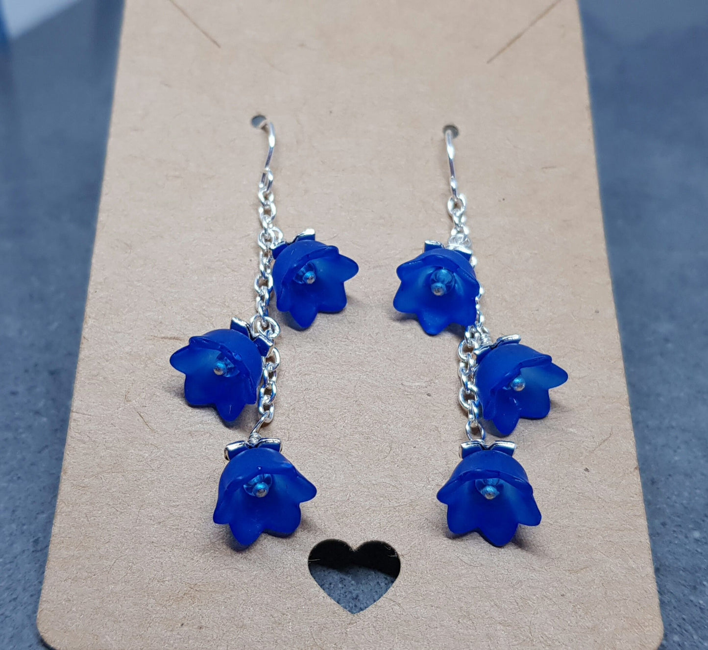 Flower Earrings, Hypoallergenic Ear Wires, Royal Blue Earrings, Boho Jewelry, Simple Vintage Earrings