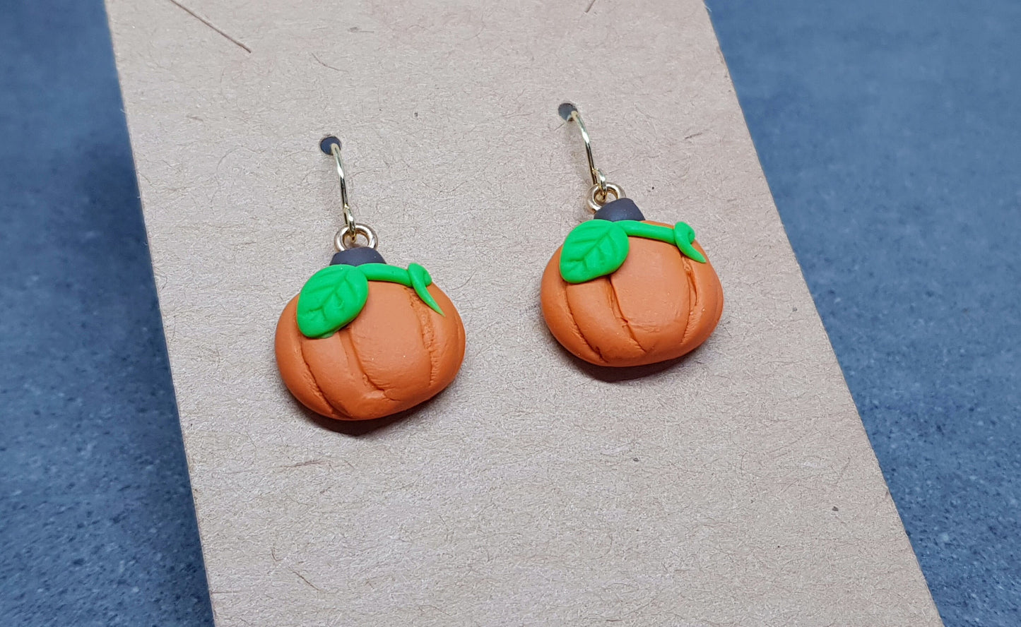 Pumpkin Earrings, Hypoallergenic Ear Wires, Orange Earrings, Polymer Clay Jewelry, Autumn Earrings, Fall Halloween