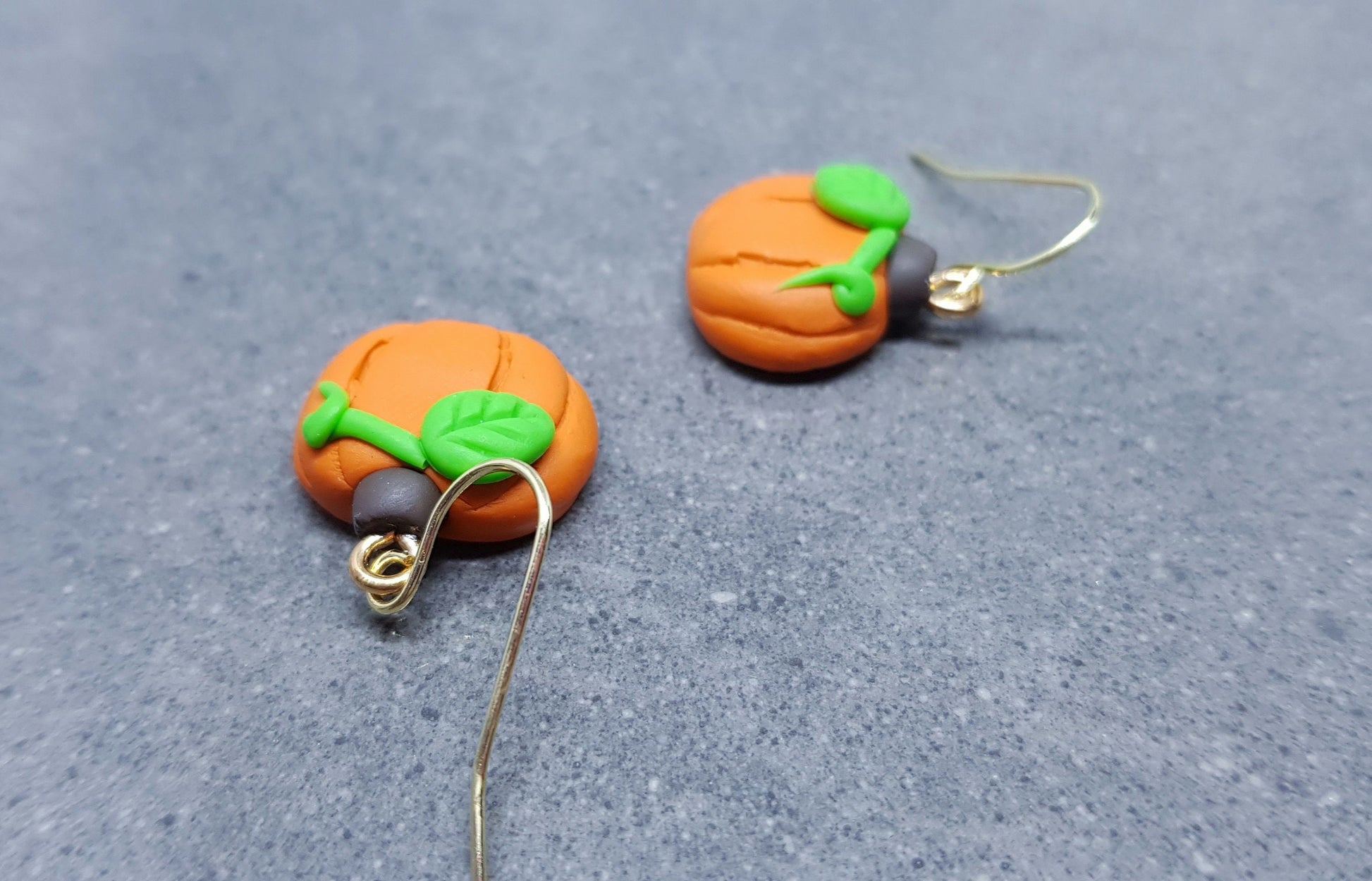 Pumpkin Earrings, Hypoallergenic Ear Wires, Orange Earrings, Polymer Clay Jewelry, Autumn Earrings, Fall Halloween