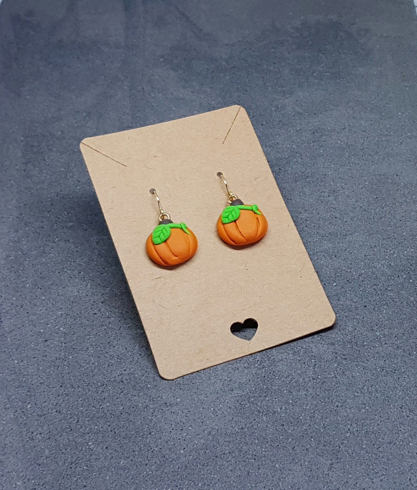 Pumpkin Earrings, Hypoallergenic Ear Wires, Orange Earrings, Polymer Clay Jewelry, Autumn Earrings, Fall Halloween