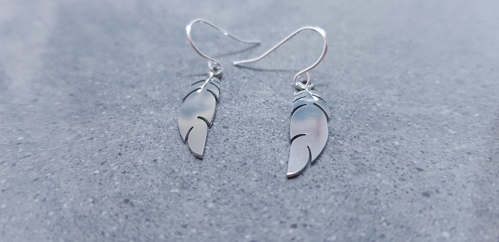 Feather Earrings, Hypoallergenic Ear Wires, Silver Feather Earrings, Stainless Steel Jewellery, Stainless Steel Feather Earrings