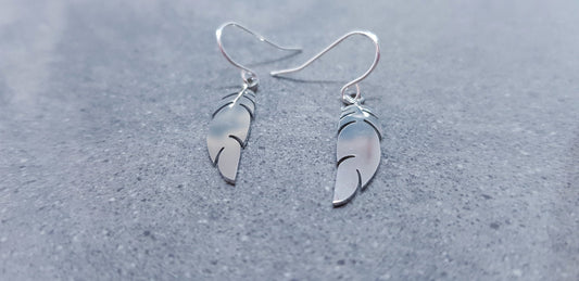 Feather Earrings, Hypoallergenic Ear Wires, Silver Feather Earrings, Stainless Steel Jewellery, Stainless Steel Feather Earrings