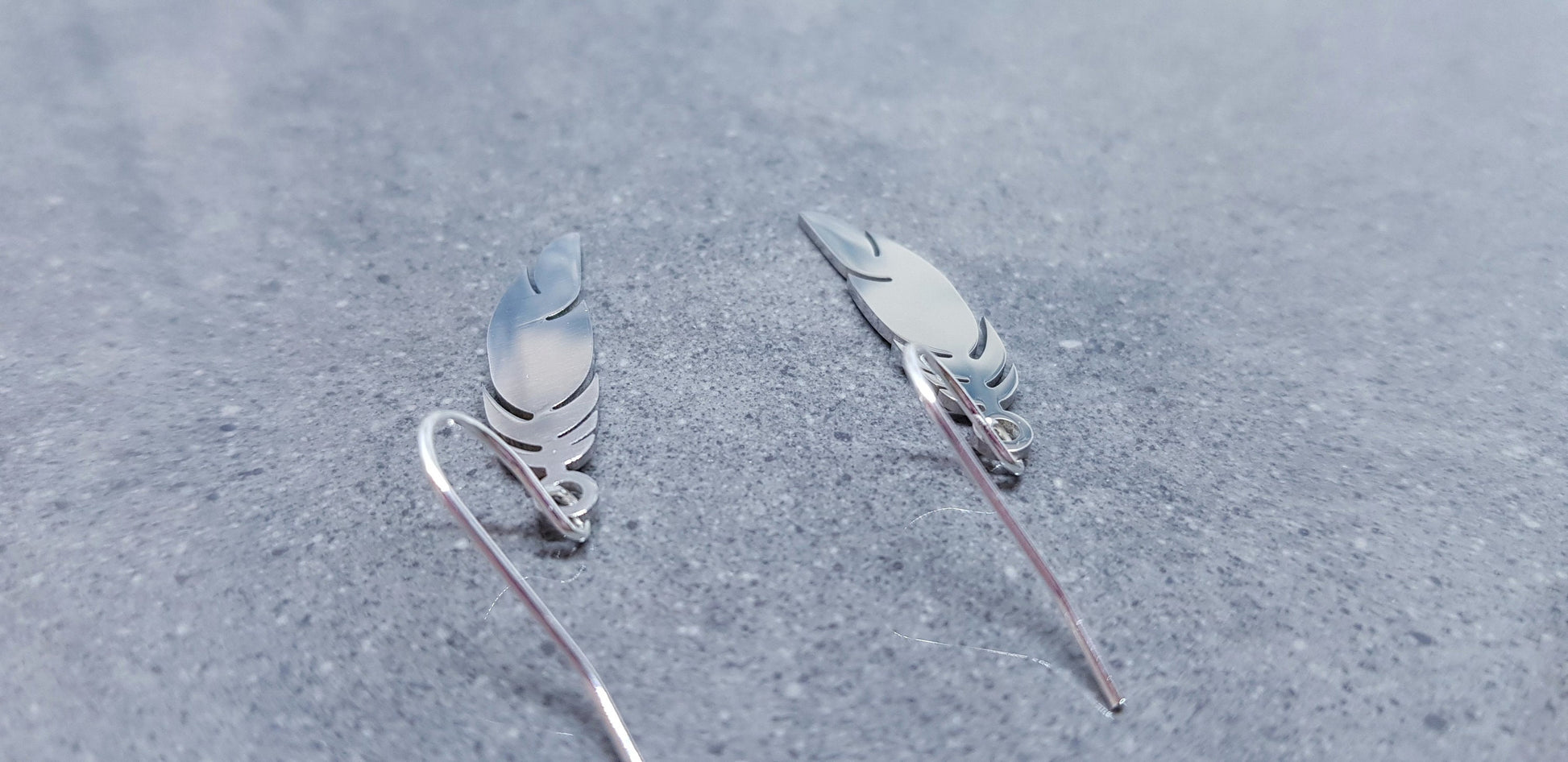 Feather Earrings, Hypoallergenic Ear Wires, Silver Feather Earrings, Stainless Steel Jewellery, Stainless Steel Feather Earrings