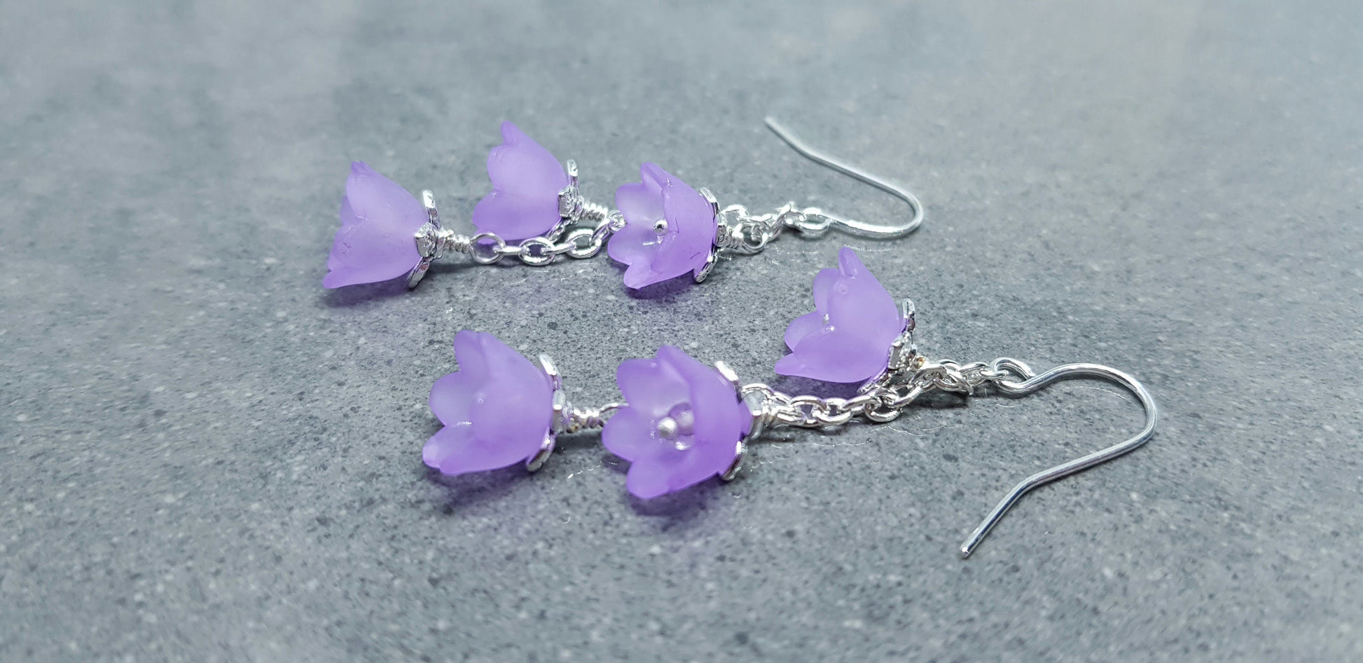 Flower Earrings, Hypoallergenic Ear Wires, Light Purple Earrings, Boho Jewelry, Simple Vintage Earrings