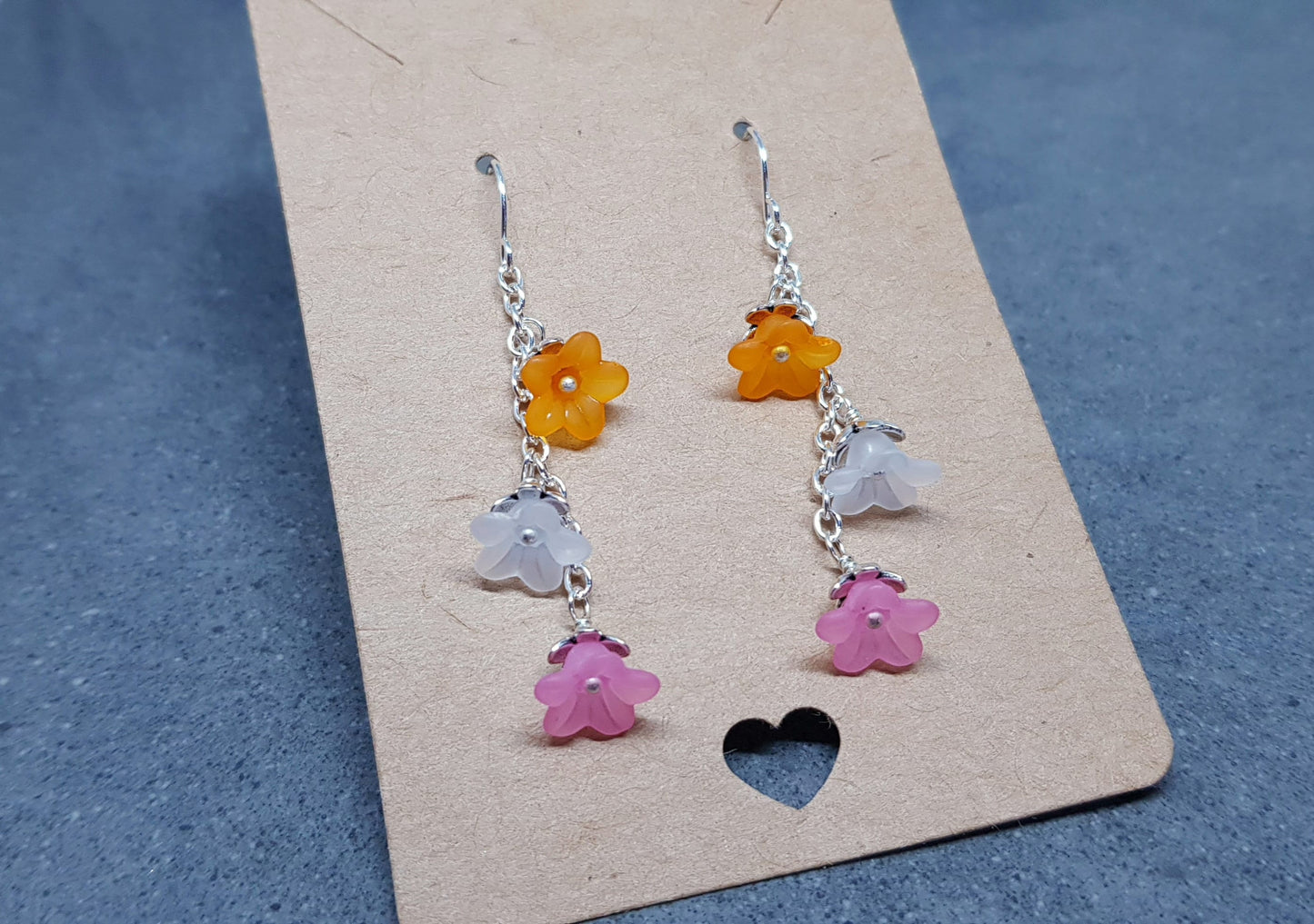 Rainbow Flower Earrings, Hypoallergenic Ear Wires, Rainbow Jewelry, Boho Vintage Style, Flower Earrings
