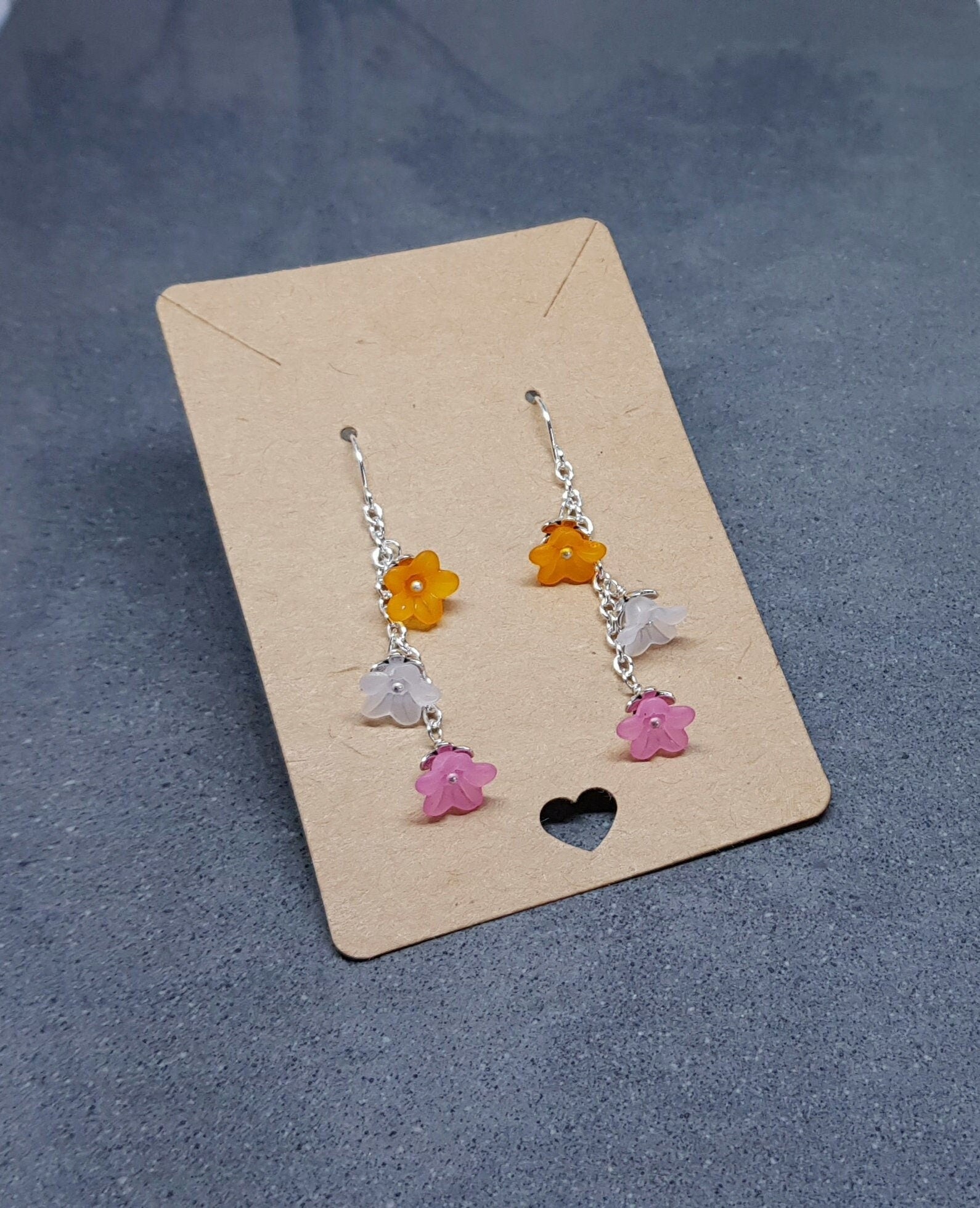 Rainbow Flower Earrings, Hypoallergenic Ear Wires, Rainbow Jewelry, Boho Vintage Style, Flower Earrings