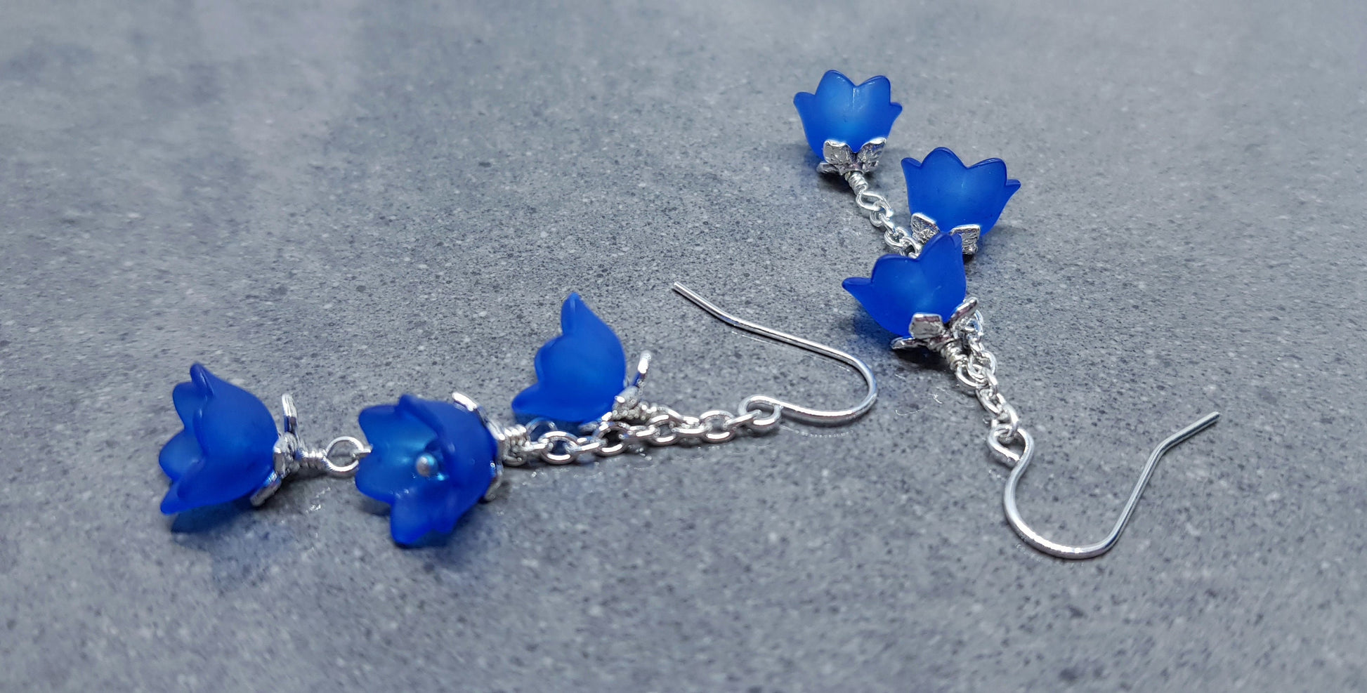 Flower Earrings, Hypoallergenic Ear Wires, Royal Blue Earrings, Boho Jewelry, Simple Vintage Earrings