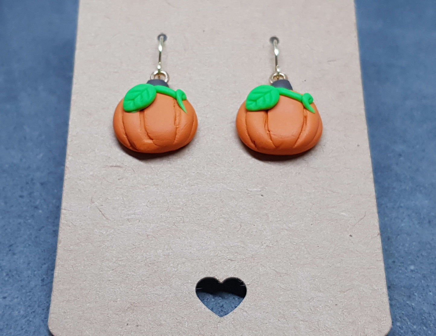 Pumpkin Earrings, Hypoallergenic Ear Wires, Orange Earrings, Polymer Clay Jewelry, Autumn Earrings, Fall Halloween