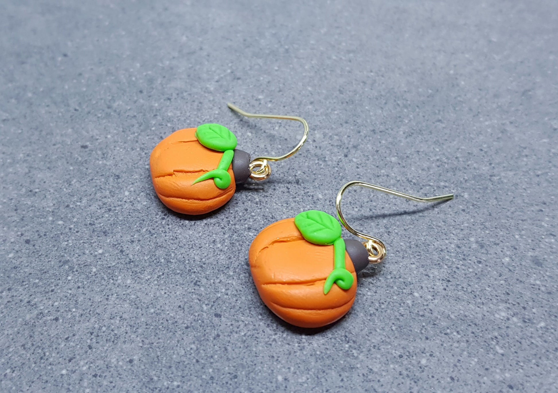 Pumpkin Earrings, Hypoallergenic Ear Wires, Orange Earrings, Polymer Clay Jewelry, Autumn Earrings, Fall Halloween