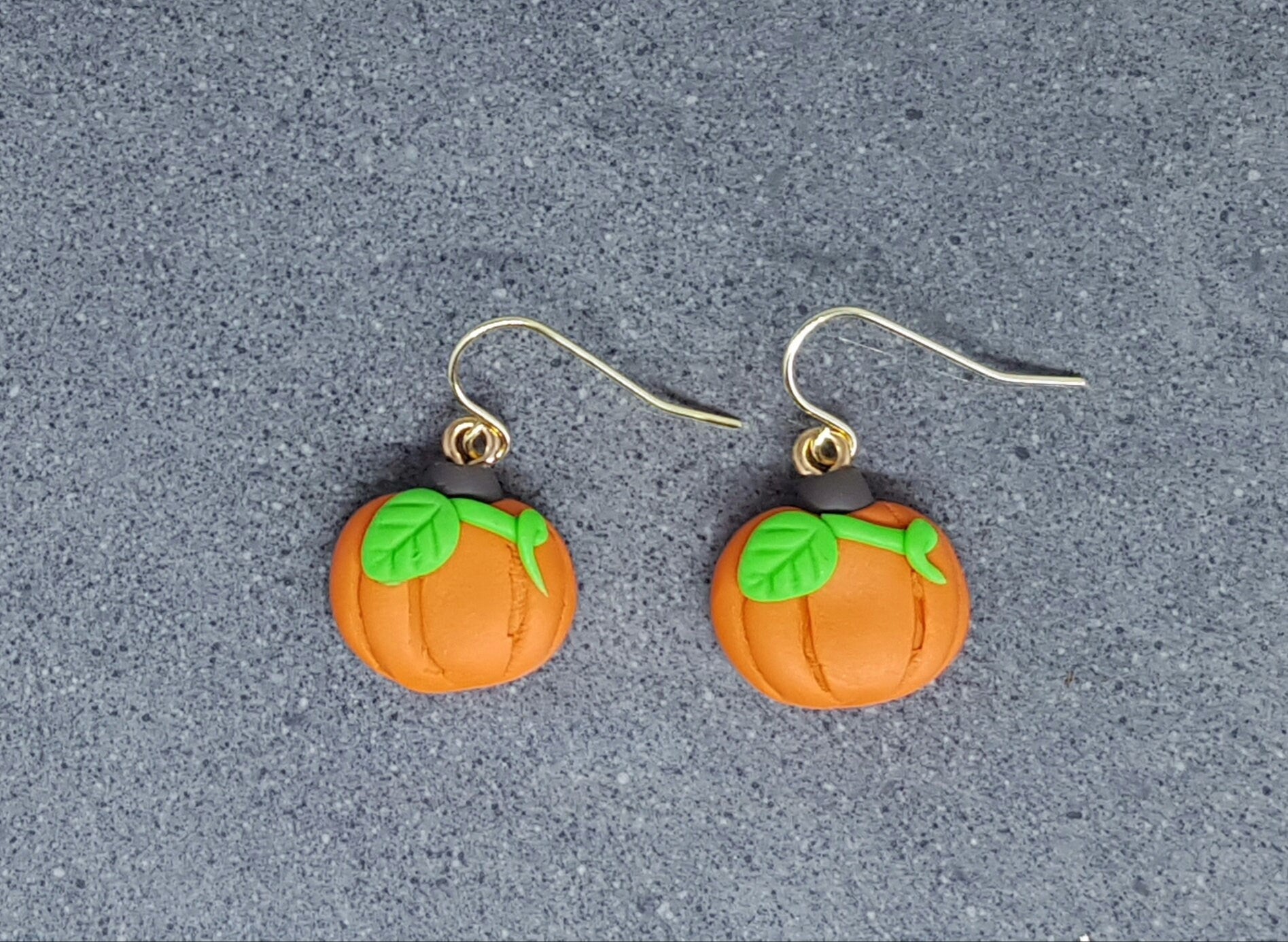 Pumpkin Earrings, Hypoallergenic Ear Wires, Orange Earrings, Polymer Clay Jewelry, Autumn Earrings, Fall Halloween