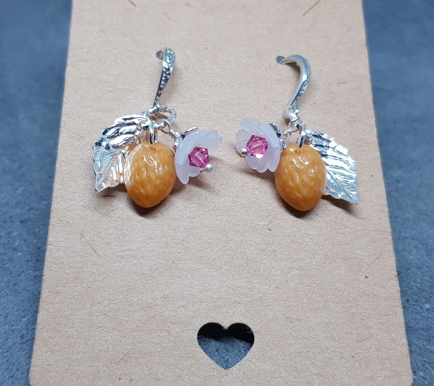 Glass Almond Earrings, Hypoallergenic Ear Wires, Nut Earrings, Czech Glass Jewelry, PRIMERO Crystals®, Special Gifts
