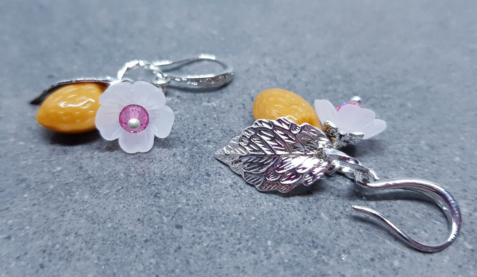 Glass Almond Earrings, Hypoallergenic Ear Wires, Nut Earrings, Czech Glass Jewelry, PRIMERO Crystals®, Special Gifts