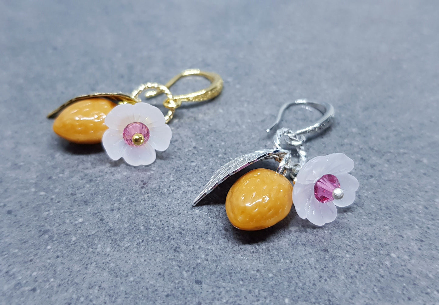 Glass Almond Earrings, Hypoallergenic Ear Wires, Nut Earrings, Czech Glass Jewelry, PRIMERO Crystals®, Special Gifts
