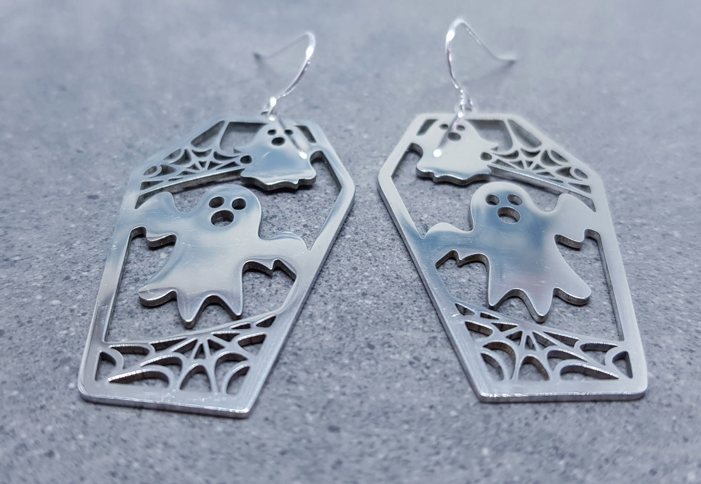 Ghost Coffin Earrings, Hypoallergenic Ear Wires, Autumn Fall Earrings, Halloween Earrings, Halloween Party, Hallows Eve, Stainless Steel