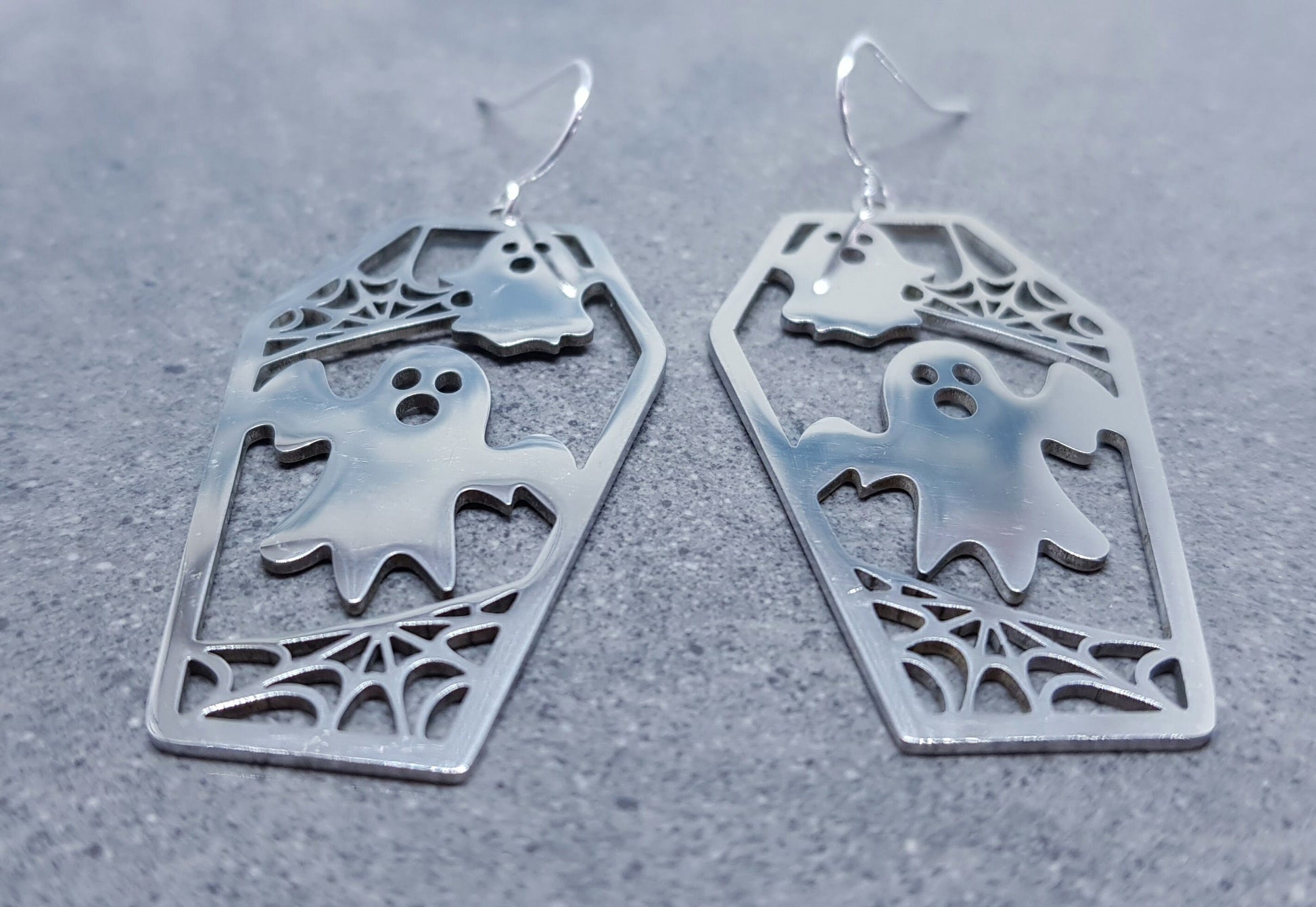 Ghost Coffin Earrings, Hypoallergenic Ear Wires, Autumn Fall Earrings, Halloween Earrings, Halloween Party, Hallows Eve, Stainless Steel