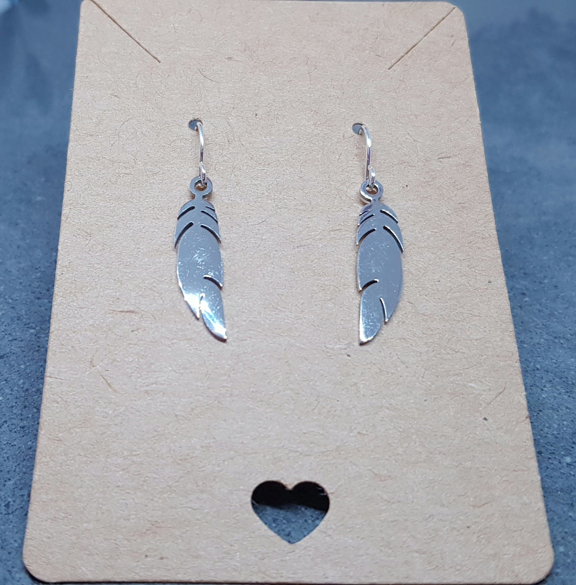 Feather Earrings, Hypoallergenic Ear Wires, Silver Feather Earrings, Stainless Steel Jewellery, Stainless Steel Feather Earrings