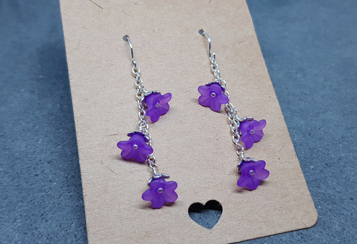 Flower Earrings, Hypoallergenic Ear Wires, Purple Earrings, Boho Jewelry, Simple Vintage Earrings