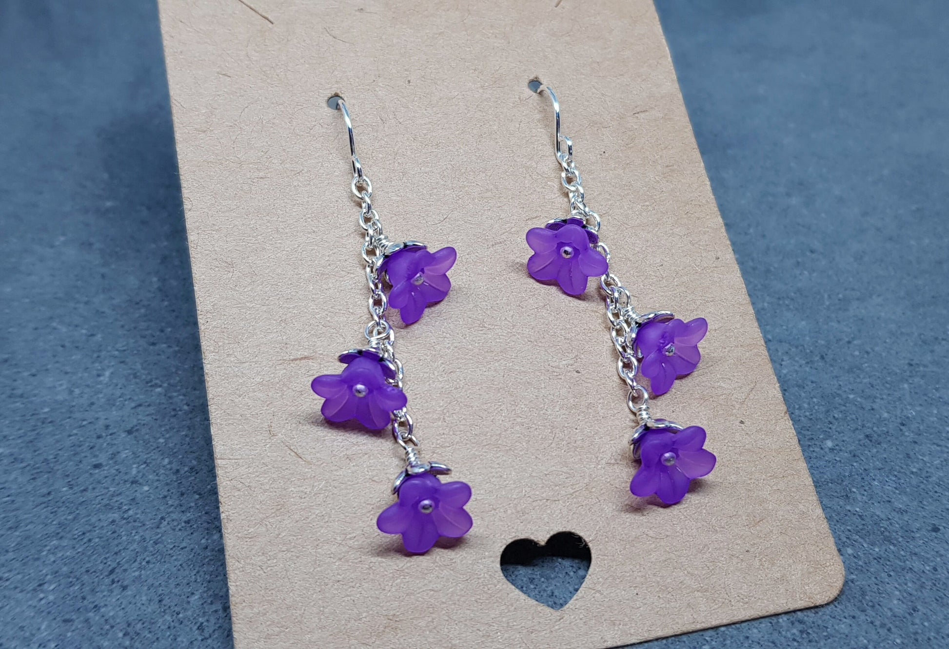 Flower Earrings, Hypoallergenic Ear Wires, Purple Earrings, Boho Jewelry, Simple Vintage Earrings
