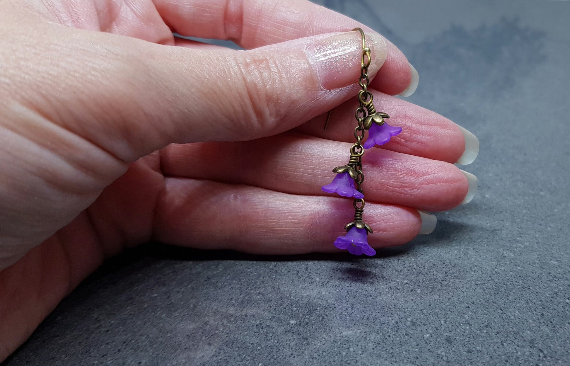 Flower Earrings, Hypoallergenic Ear Wires, Purple Earrings, Boho Jewelry, Simple Vintage Earrings