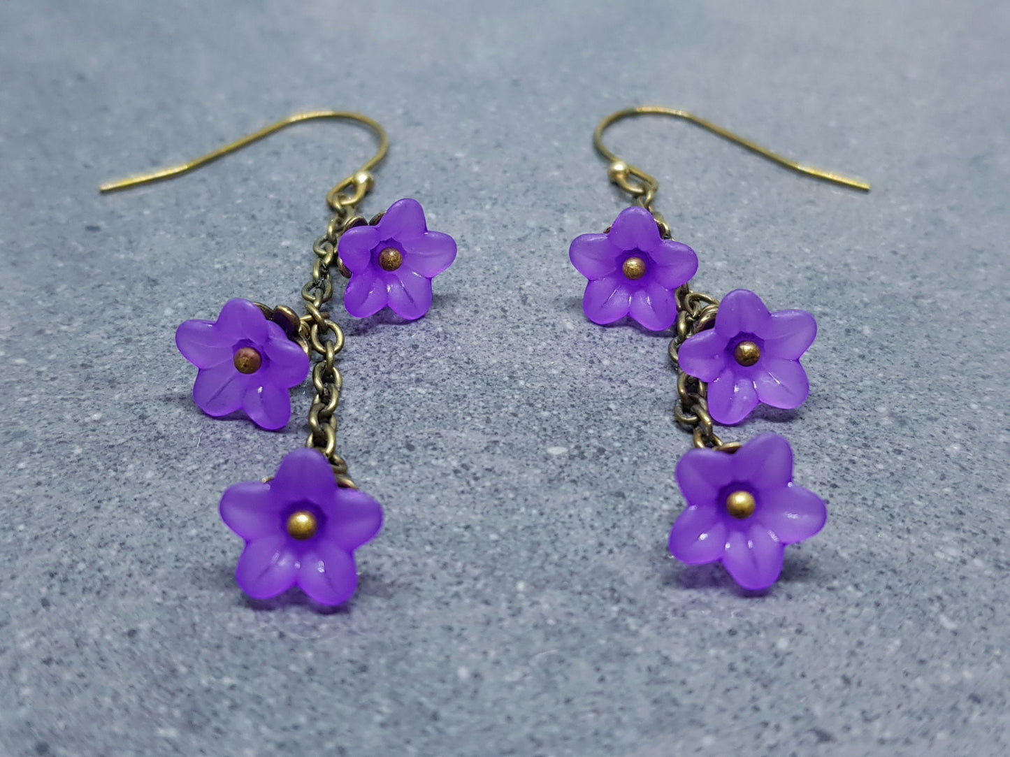 Flower Earrings, Hypoallergenic Ear Wires, Purple Earrings, Boho Jewelry, Simple Vintage Earrings