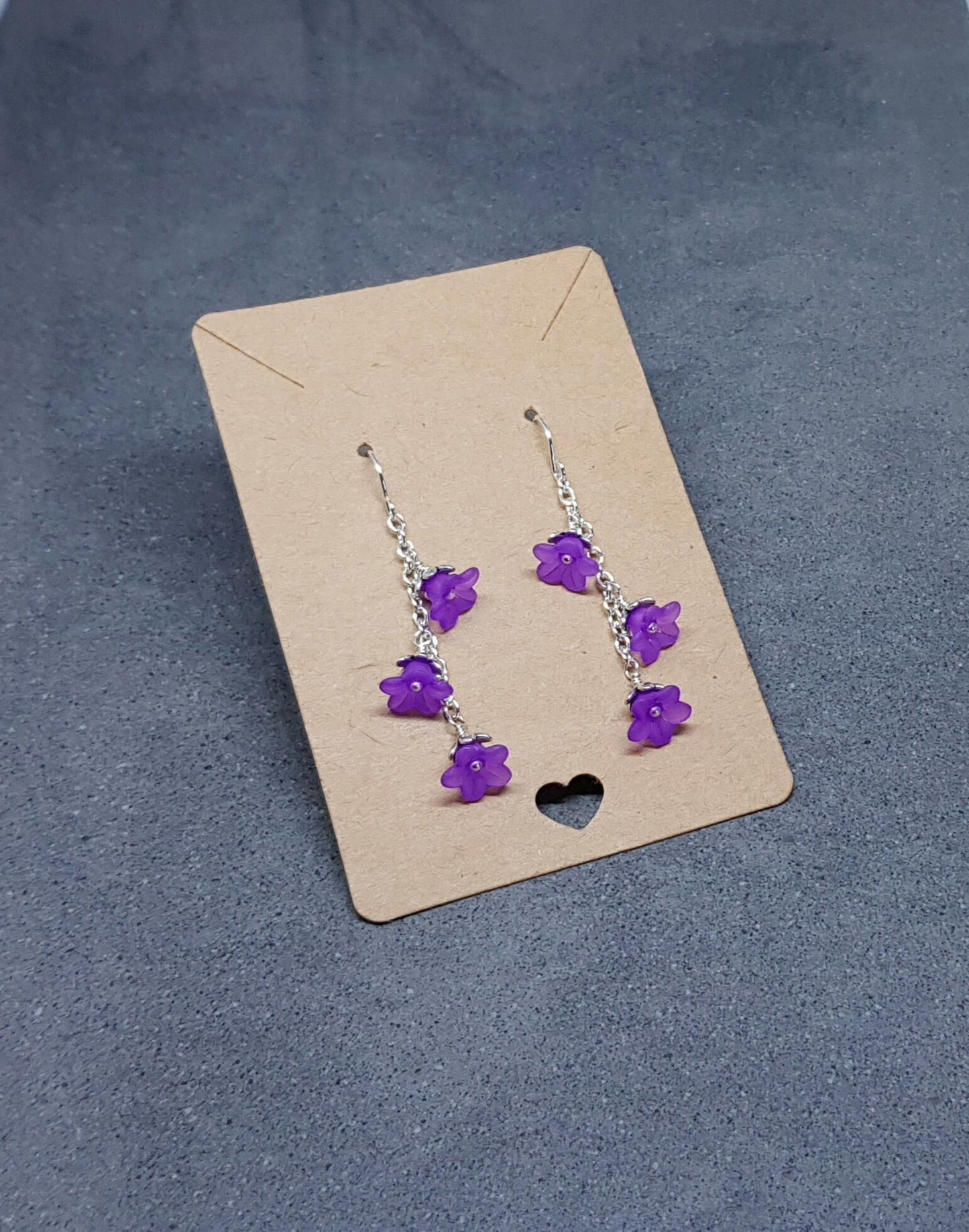 Flower Earrings, Hypoallergenic Ear Wires, Purple Earrings, Boho Jewelry, Simple Vintage Earrings