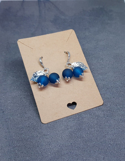 Glass Blueberry Earrings, Fruit Earrings, Berry Earrings, Hypoallergenic Ear Wires, Glass Jewelry, Fruit Jewelry