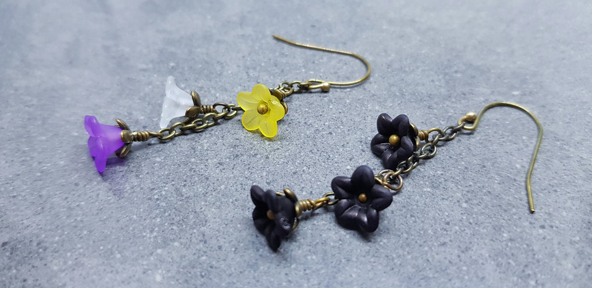 Rainbow Flower Earrings, Non Binary, Hypoallergenic Ear Wires, Rainbow Jewelry, Boho Vintage Style, Flower Earrings