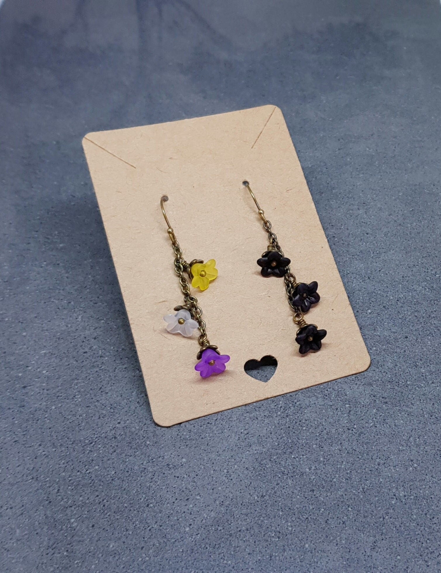 Rainbow Flower Earrings, Non Binary, Hypoallergenic Ear Wires, Rainbow Jewelry, Boho Vintage Style, Flower Earrings