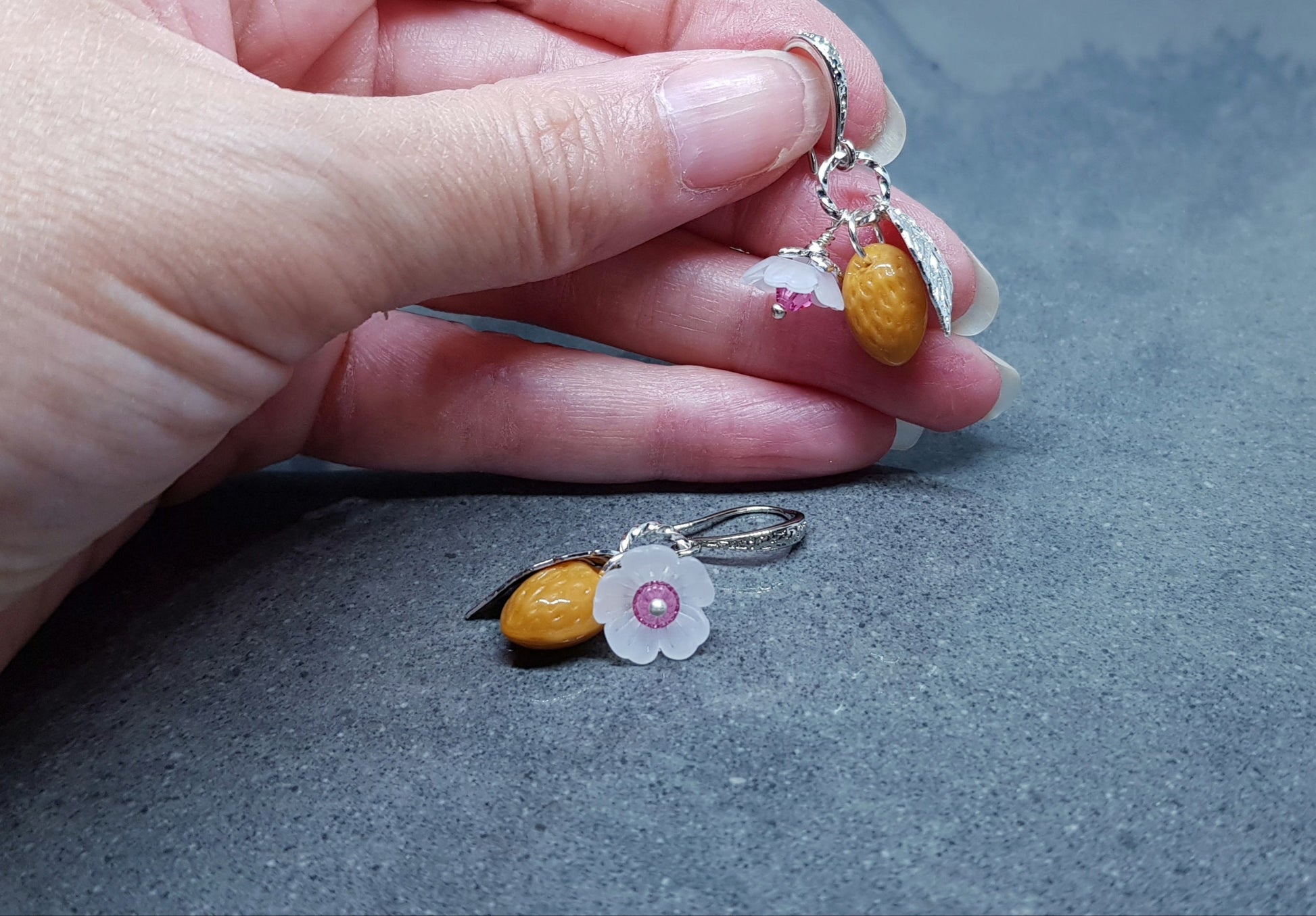 Glass Almond Earrings, Hypoallergenic Ear Wires, Nut Earrings, Czech Glass Jewelry, PRIMERO Crystals®, Special Gifts