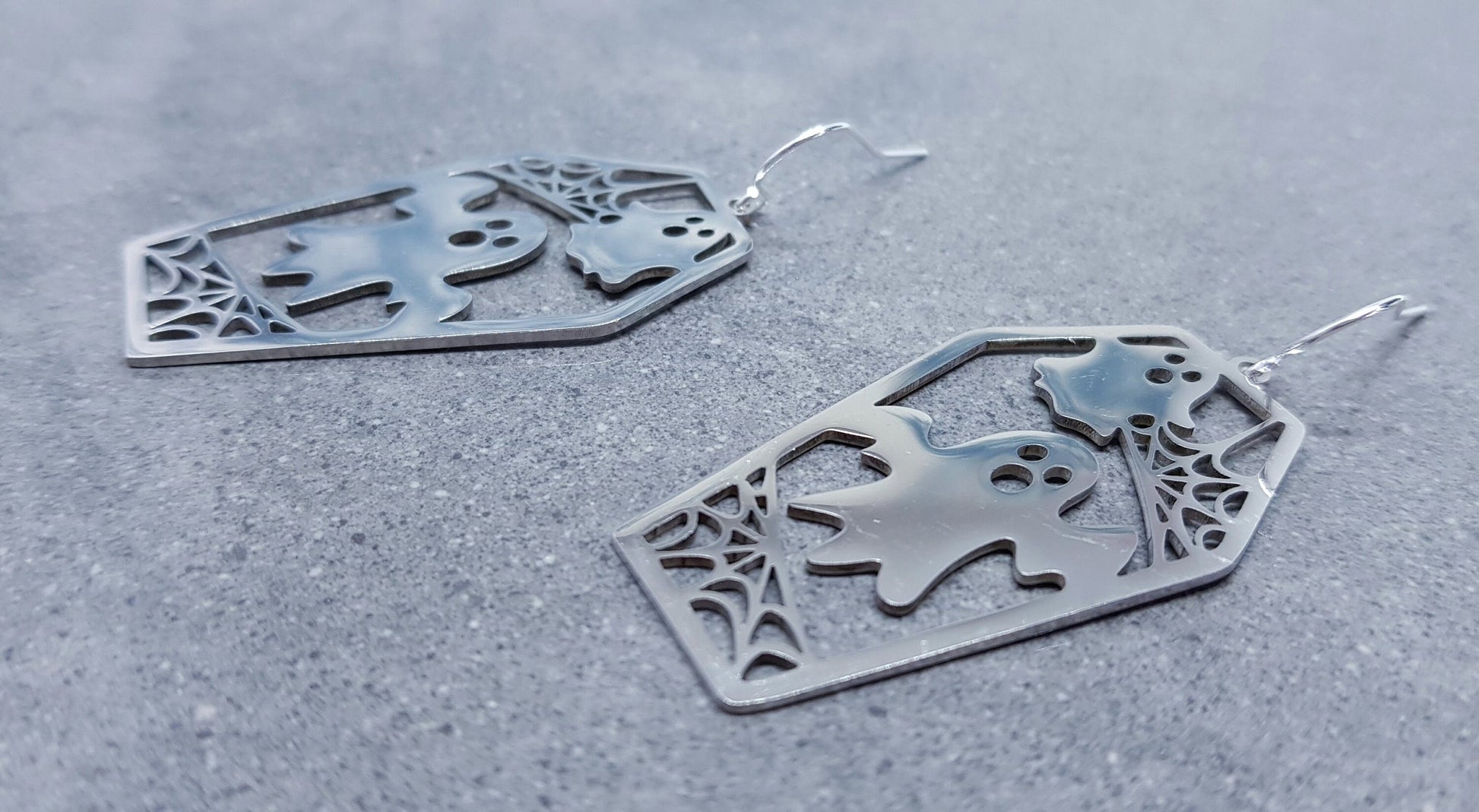 Ghost Coffin Earrings, Hypoallergenic Ear Wires, Autumn Fall Earrings, Halloween Earrings, Halloween Party, Hallows Eve, Stainless Steel