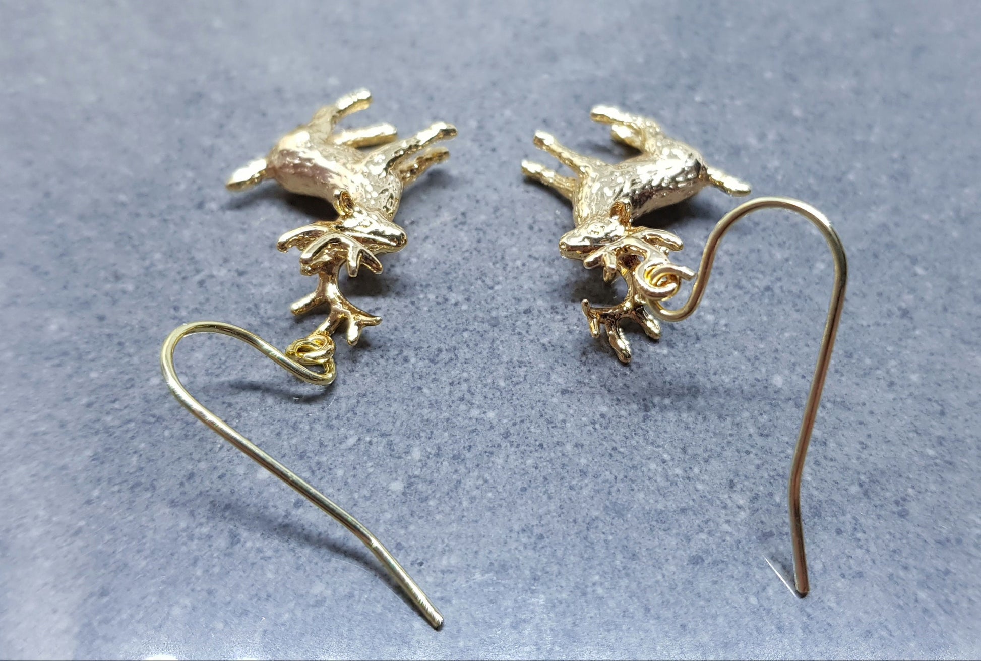 Reindeer Earrings, Hypoallergenic Ear Wires, Gold Reindeer Earrings, Christmas Earrings, Festive Earrings