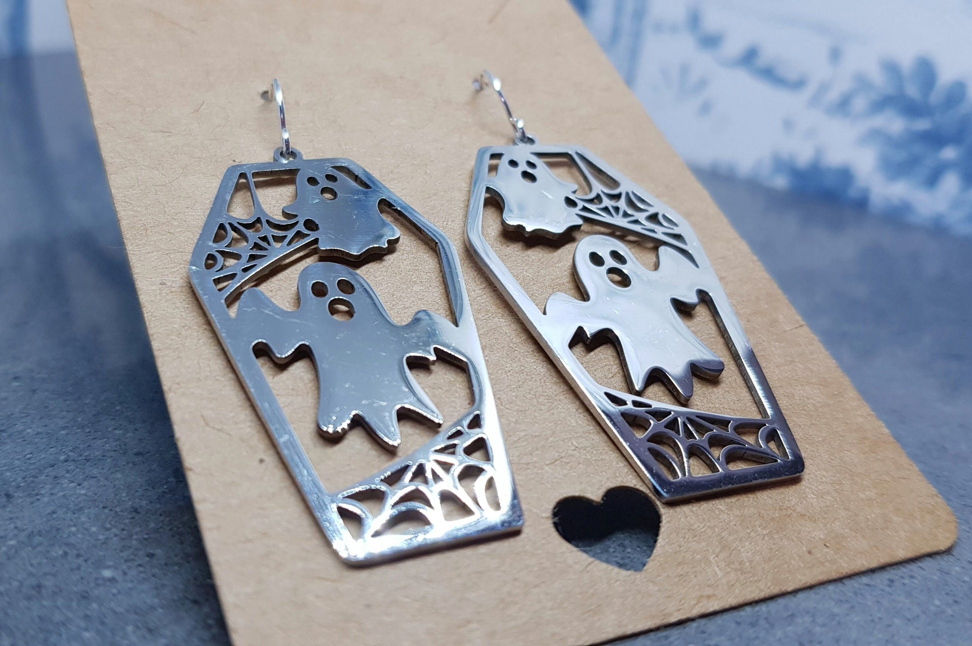 Ghost Coffin Earrings, Hypoallergenic Ear Wires, Autumn Fall Earrings, Halloween Earrings, Halloween Party, Hallows Eve, Stainless Steel