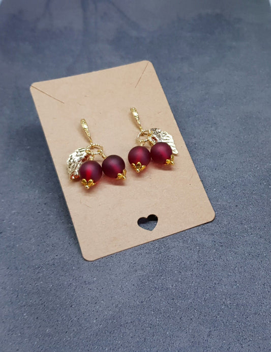 Glass Redcurrant Earrings, Fruit Earrings, Hypoallergenic Ear Wires, Berry Earrings, Glass Jewelry, Fruit Jewelry