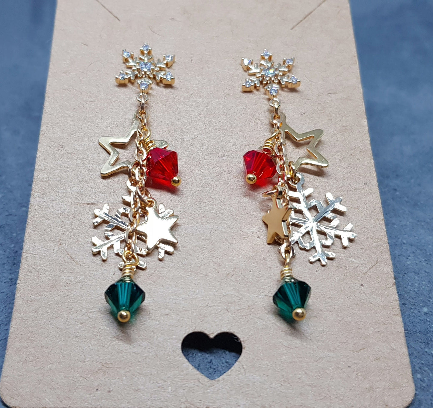 Snowflake Earrings, Star Earrings, PRIMERO Crystals® Earrings, Christmas Earrings, Cubic Zirconia Studs, Nickle Free, Festive Earrings