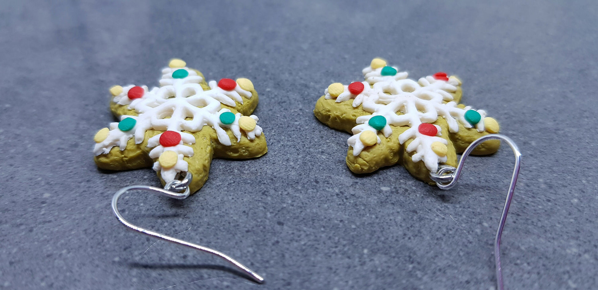 Gingerbread Snowflake Earrings, Hypoallergenic Ear Wires, Cookie Earrings, Christmas Earrings, Festive Earrings, Biscuit Jewellery