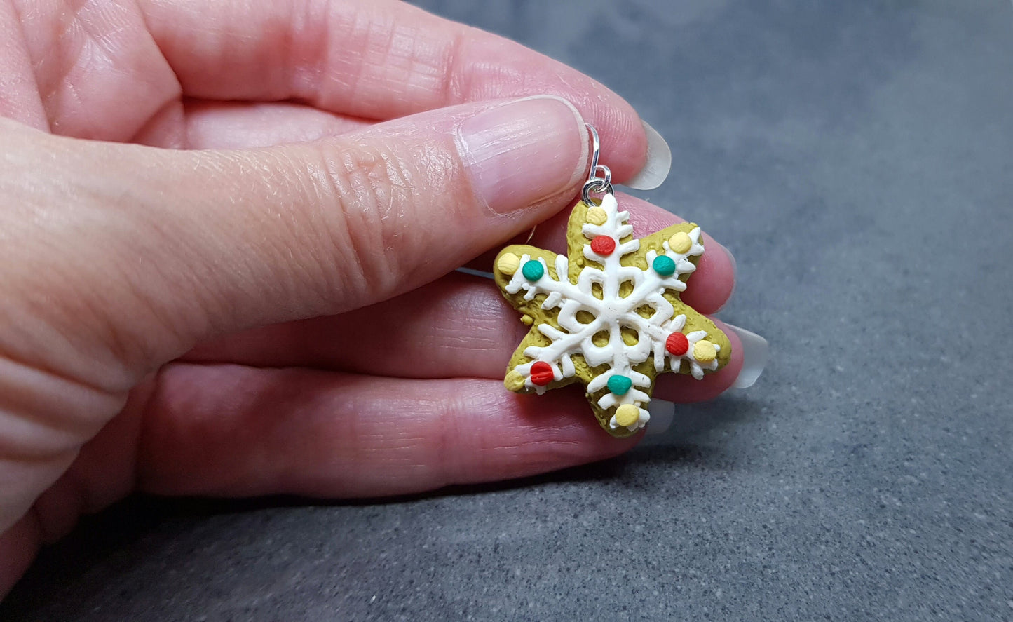 Gingerbread Snowflake Earrings, Hypoallergenic Ear Wires, Cookie Earrings, Christmas Earrings, Festive Earrings, Biscuit Jewellery
