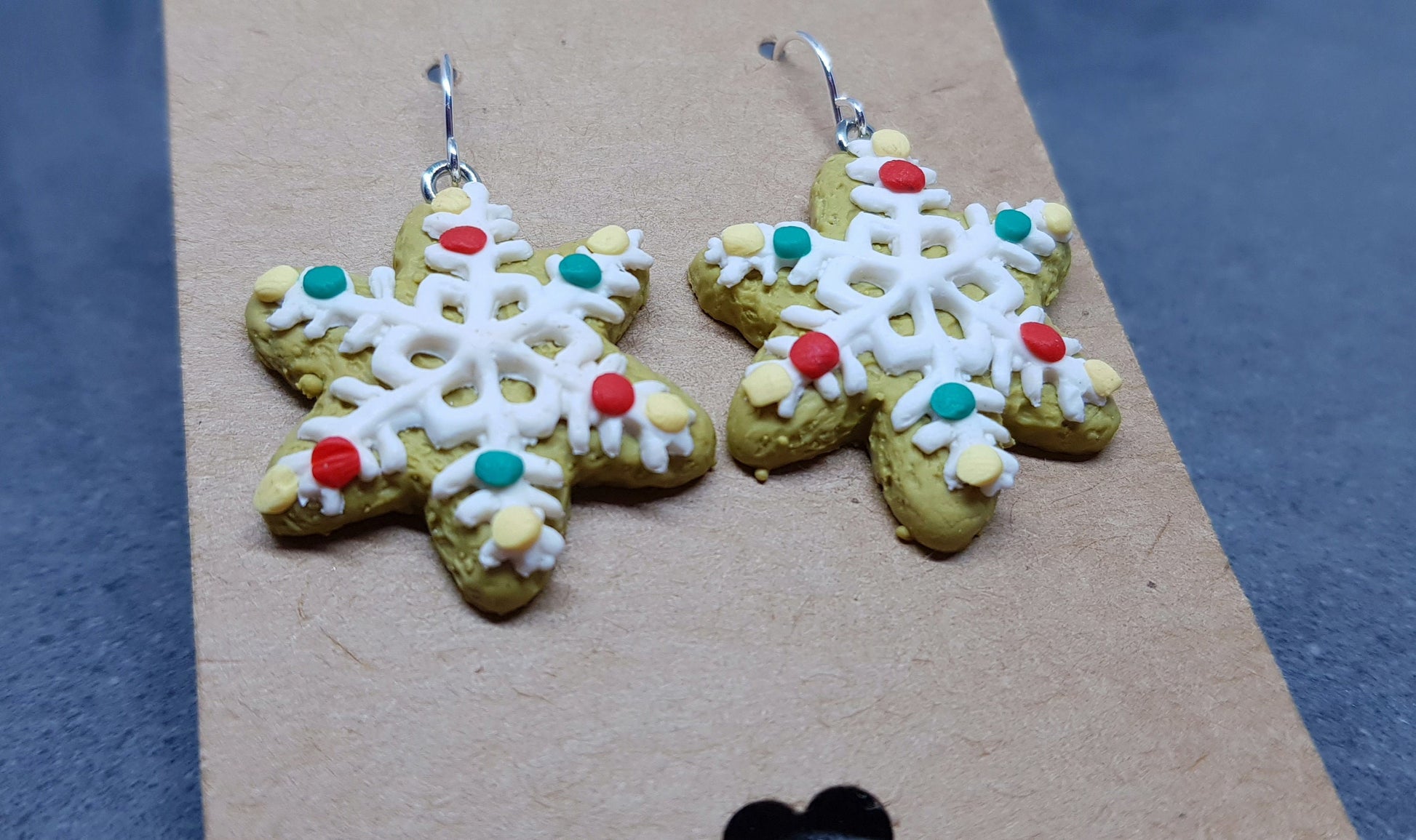 Gingerbread Snowflake Earrings, Hypoallergenic Ear Wires, Cookie Earrings, Christmas Earrings, Festive Earrings, Biscuit Jewellery